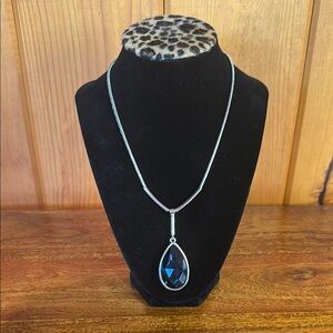 Kenneth Cole New York Blue and Silver Teardrop Necklace
